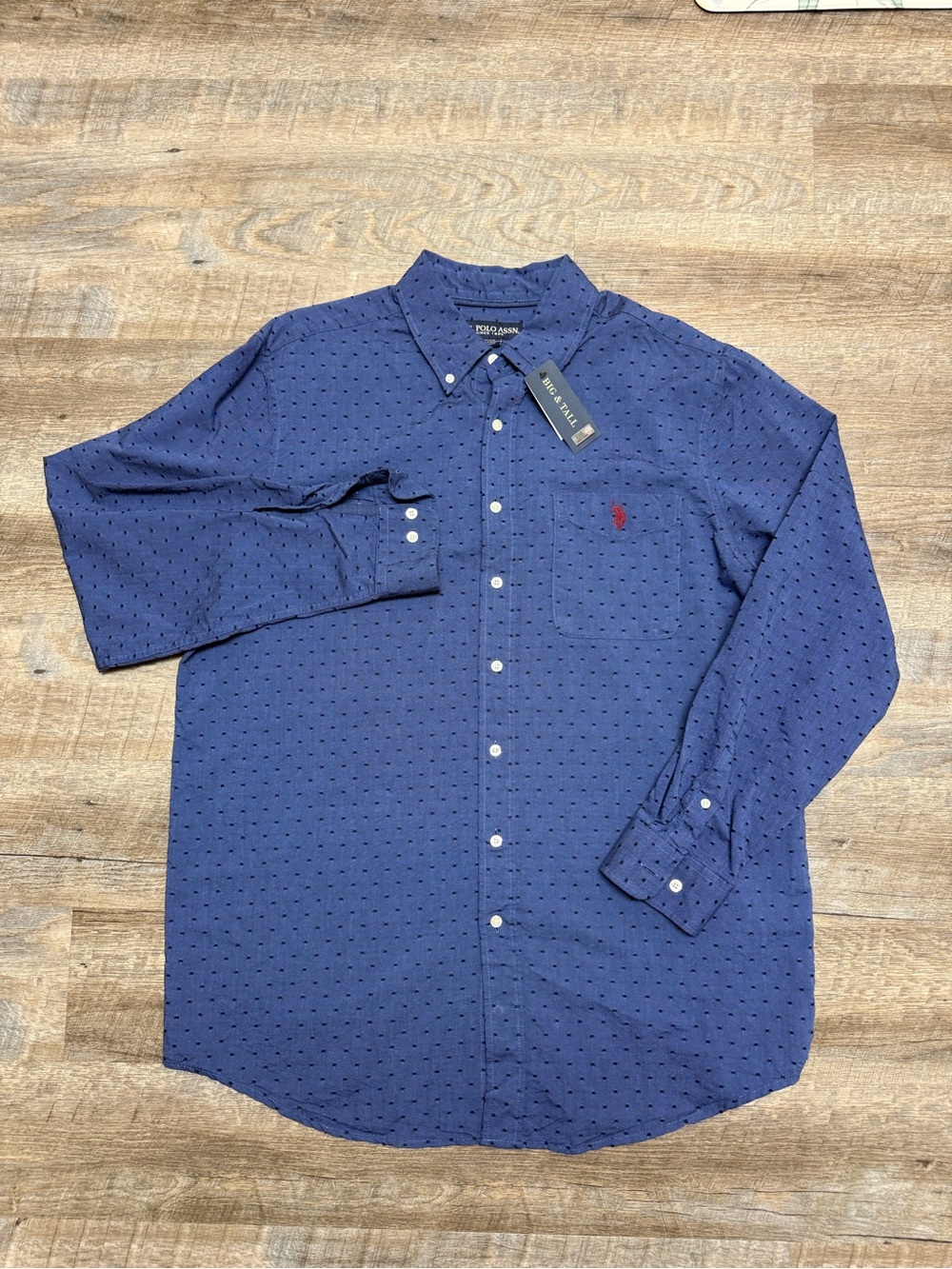 U.S. Polo Assn. Men's Navy Blue Button-Down Shirtwith Red Logo